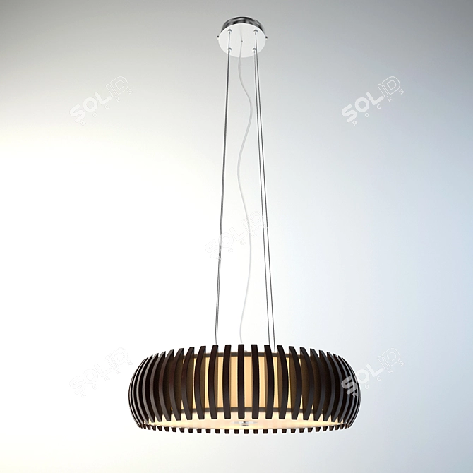 Luce Solara Chandelier - Modern Wood and Glass Lighting 3D model image 1