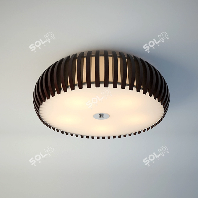 Luce Solara Chandelier - Modern Wood and Glass Lighting 3D model image 2