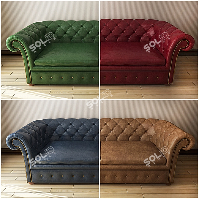Elegant English Sofa Collection 3D model image 1