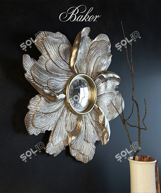 Elegant Petalo Mirror & Blanc Sculpte Lamp 3D model image 3