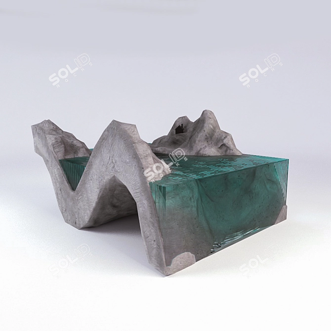 Fjord Glass Art Sculpture "/Fjord Sculpture 3D model image 1