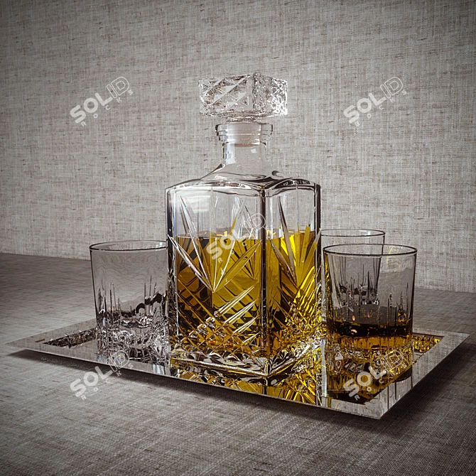 Title: Elegant Bormioli Rocco SELECTA Whiskey Set 3D model image 1