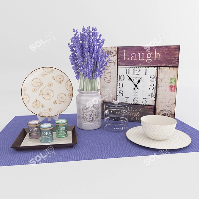 Lavender Bliss: Decorative Set for Elegant Decor 3D model image 1