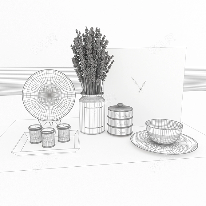 Lavender Bliss: Decorative Set for Elegant Decor 3D model image 2