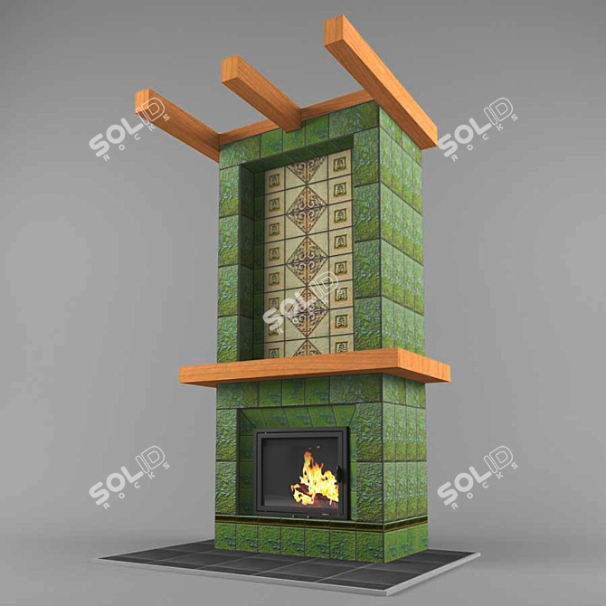 Title: Tiled Fireplace: Elegant and Warm 3D model image 1