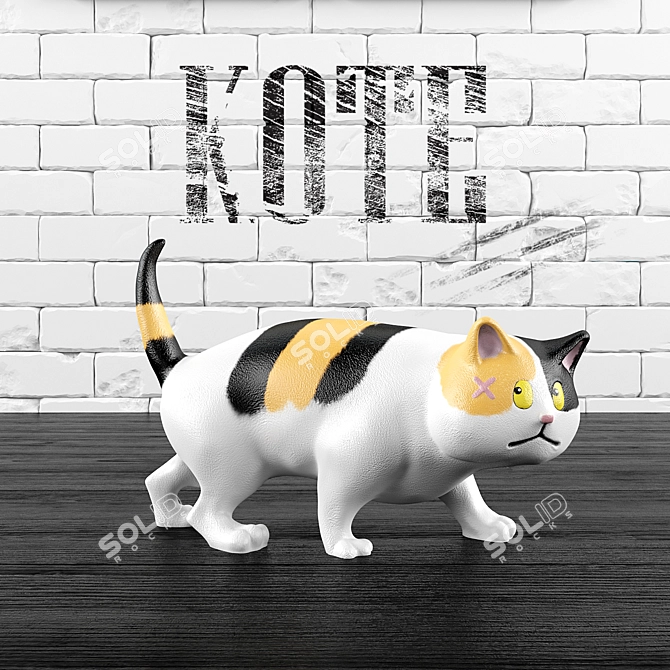 Whimsical Kitty Figurine 3D model image 1