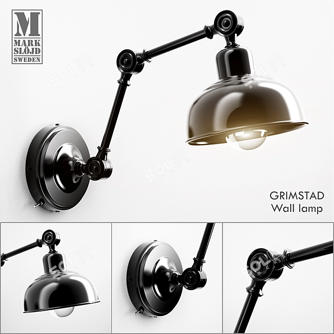 Rustic Black Metal Wall Lamp 3D model image 1