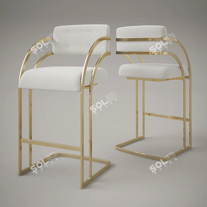 Stunning Brass Bar Stool 3D model image 1