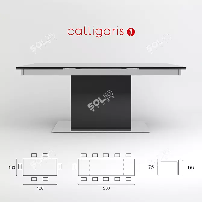 Sleek Buffet Park Glass Table 3D model image 1