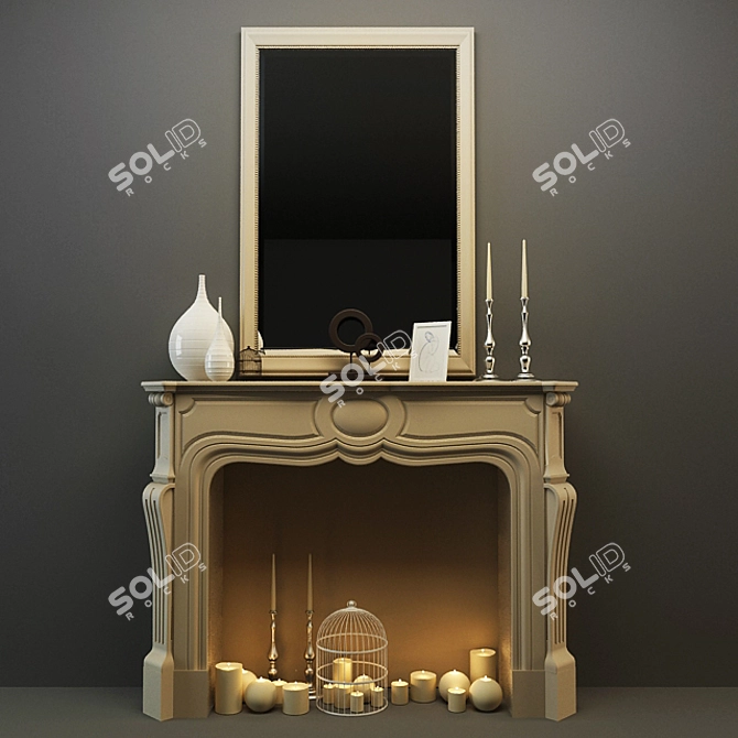 Elegant Hearth: Decorative Fireplace 3D model image 1