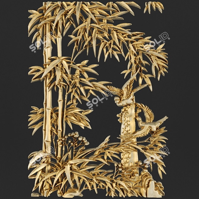 Elegant Bamboo Bas-Relief 3D model image 1