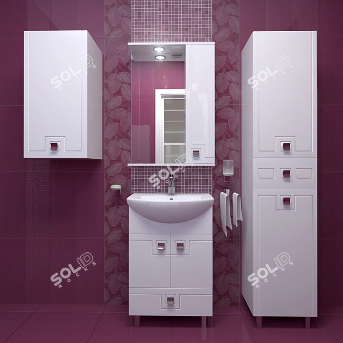 Title: Bathroom Furniture Set 3D model image 2