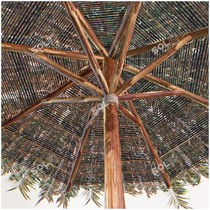 Cane Leaf Parasol: Natural Beach Umbrella 3D model image 2