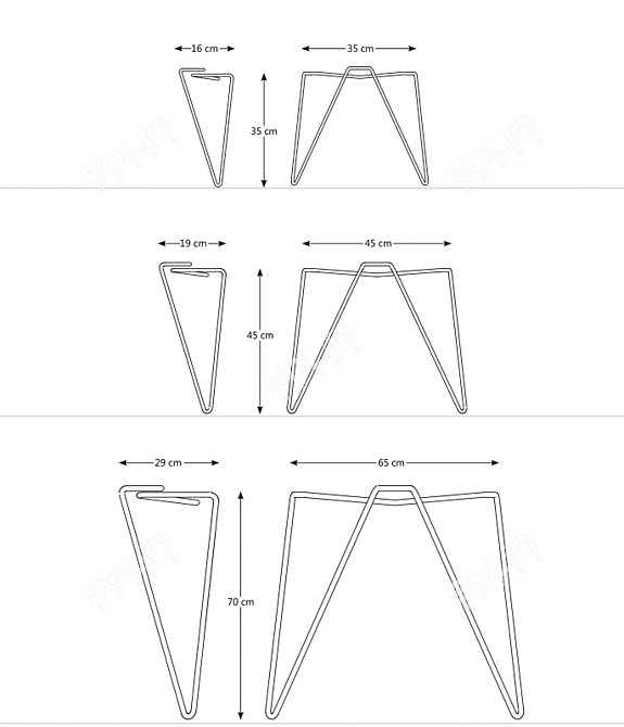 Modular Metal Table Legs 3D model image 2