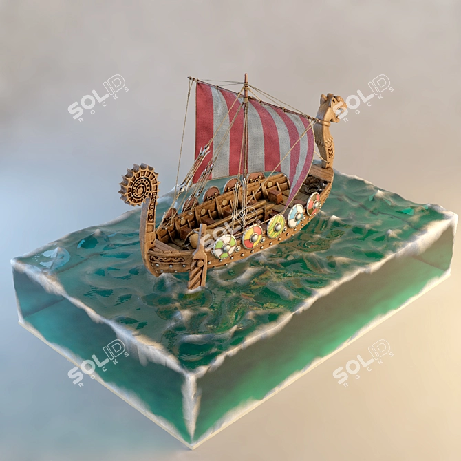 Viking Drakkar Ship Model 3D model image 2