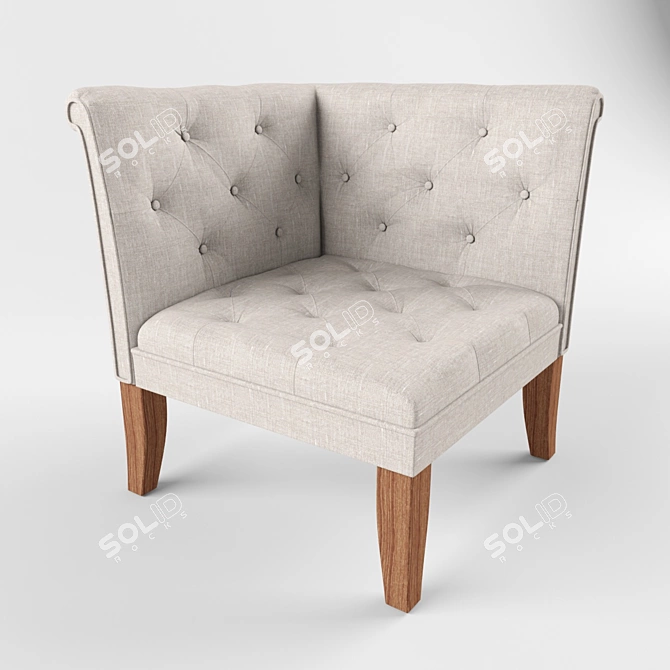 Uttermost Tahtesa Corner Chair - Elegant Ecru 3D model image 1