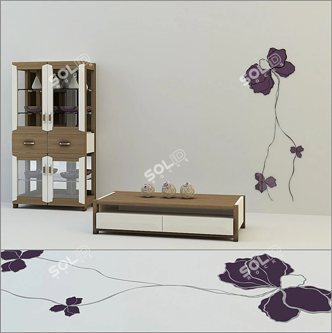 Elegant Furniture Showcase with Decor 3D model image 1