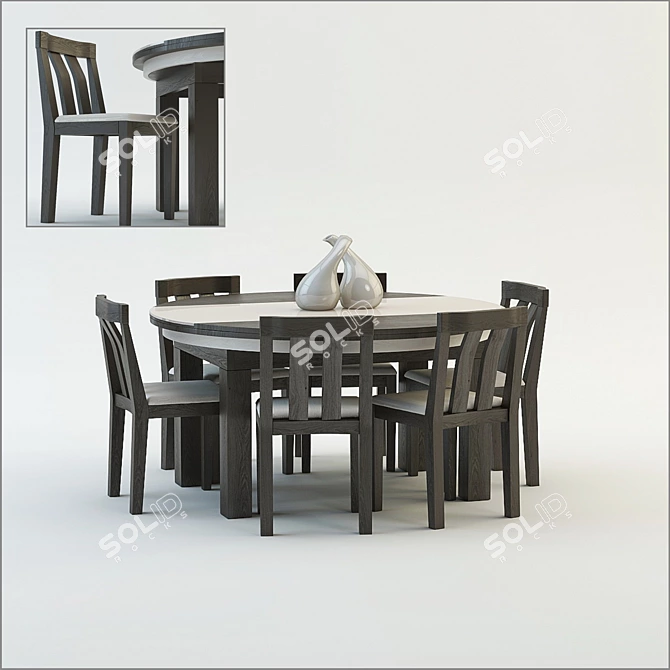 Elegant Dining Set with Decor 3D model image 1