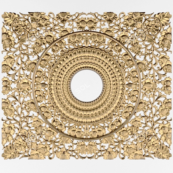 Elegant Stucco Ceiling 3D model image 1