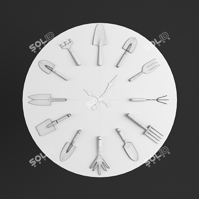Modern Metal Wall Clock 3D model image 2