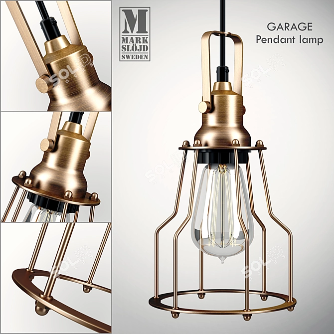 Rustic Brass Pendant Lamp 3D model image 1