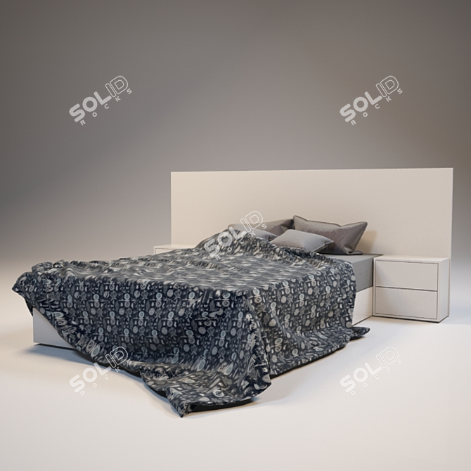 Comfort Dream Bed: Cozy Bed + Luxury Bedding 3D model image 1