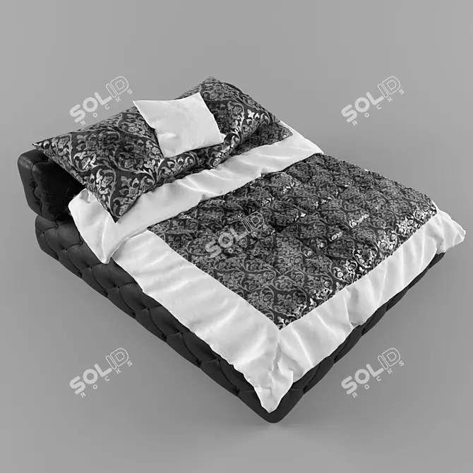 Cozy Rest: Bed with Blanket 3D model image 1