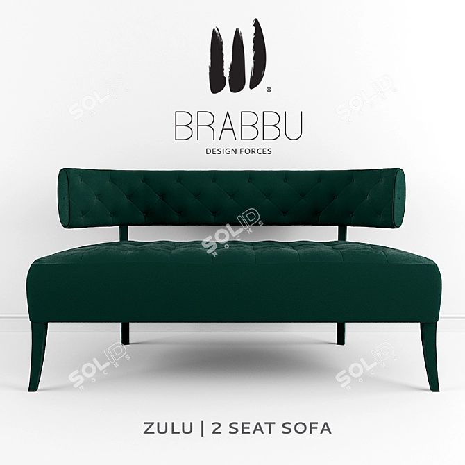 Zulu 2 Seat Sofa: Modern Style and Comfort 3D model image 1