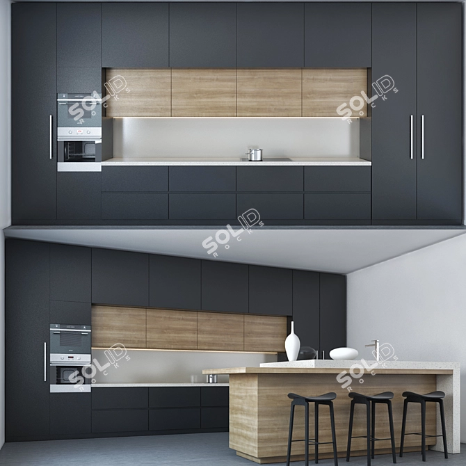 Modern Style Kitchen (Empty) 3D model image 1