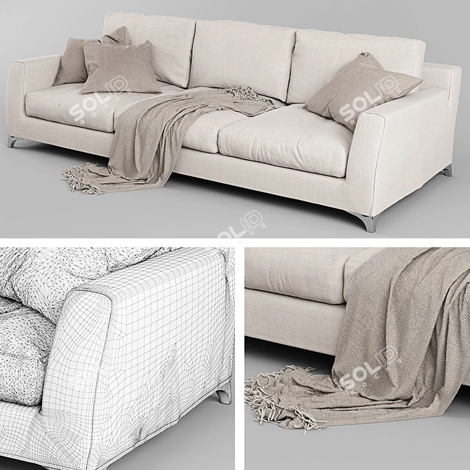 Sleek Moda Sofa 3D model image 1