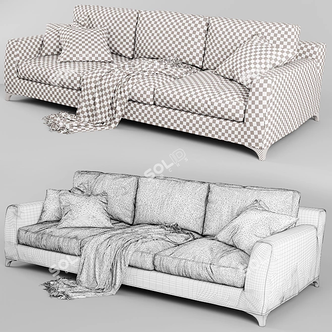 Sleek Moda Sofa 3D model image 3