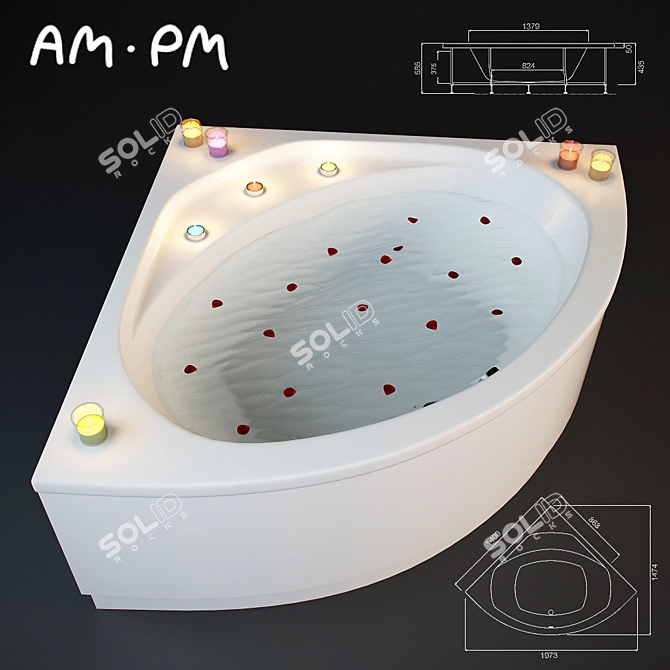 AM PM Tender Corner Bath - Luxurious German Design 3D model image 1