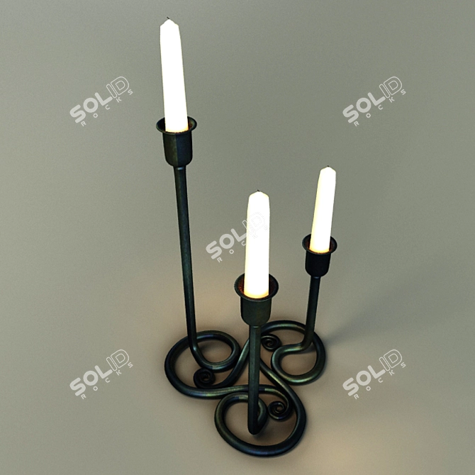 Wrought Scroll Candle Holder 3D model image 2