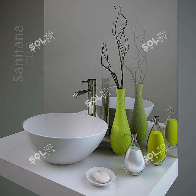 Sanitana Ceramic Basin: Stylish & Functional 3D model image 1