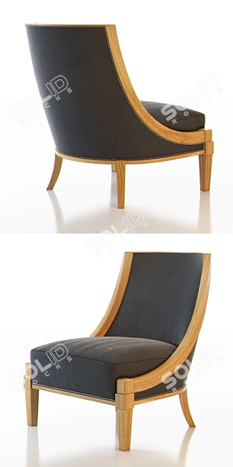 Elegant Art Deco Slipper Chair 3D model image 2