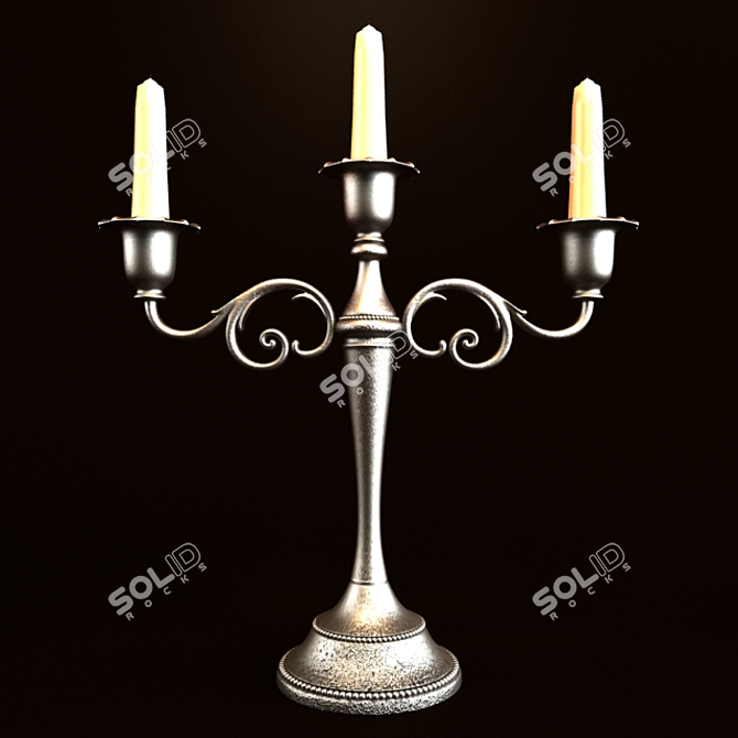 Elegant Alloy Candle Holder 3D model image 1
