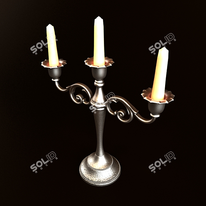 Elegant Alloy Candle Holder 3D model image 2