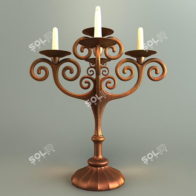 Retro Copper Candle Holder 3D model image 1