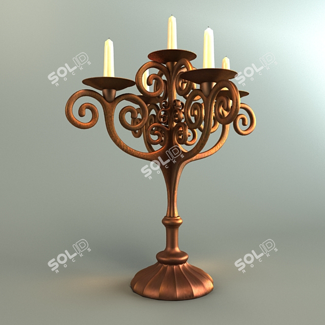Retro Copper Candle Holder 3D model image 2