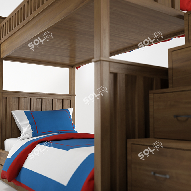 Stylish Pottery Barn Bunk Bed 3D model image 2