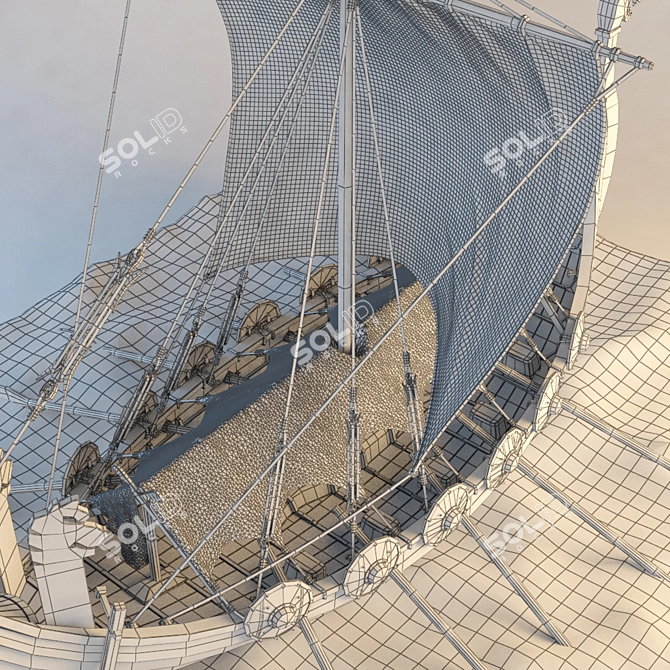 Viking Drakkar Ship Model 3D model image 3