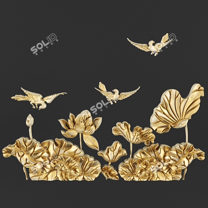 Elegant Bas-Relief Wall Decor 3D model image 1