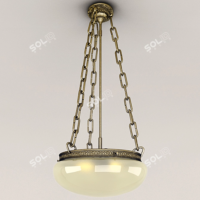 Antique Brass Pendant Berlin Lamp 3D model image 2