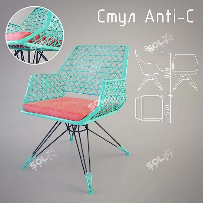 Fiberglass Chair - 57x82x56 cm 3D model image 1