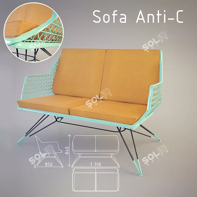Fiberglass Anti-C Sofa 3D model image 1