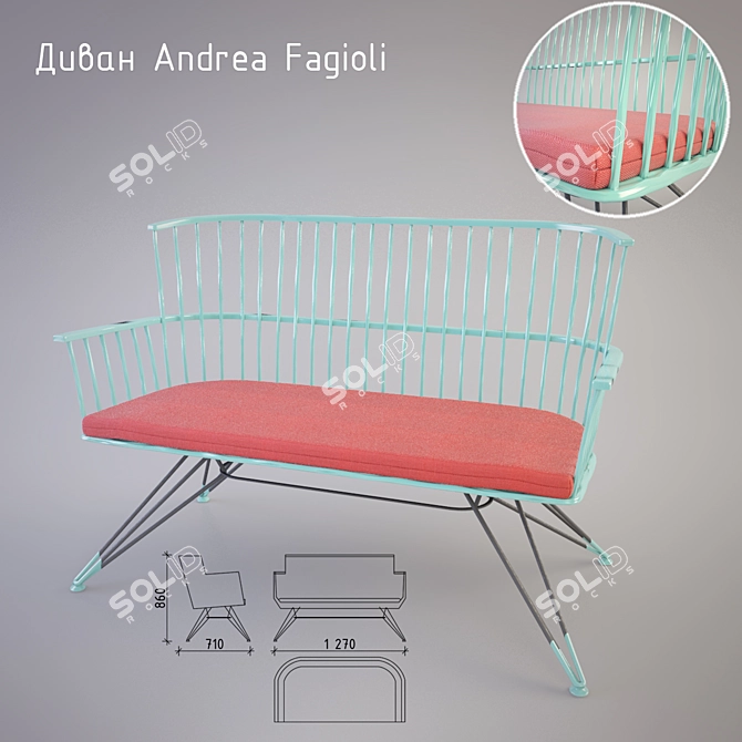 Modern Fiberglass Sofa by Andrea Fagioli 3D model image 1