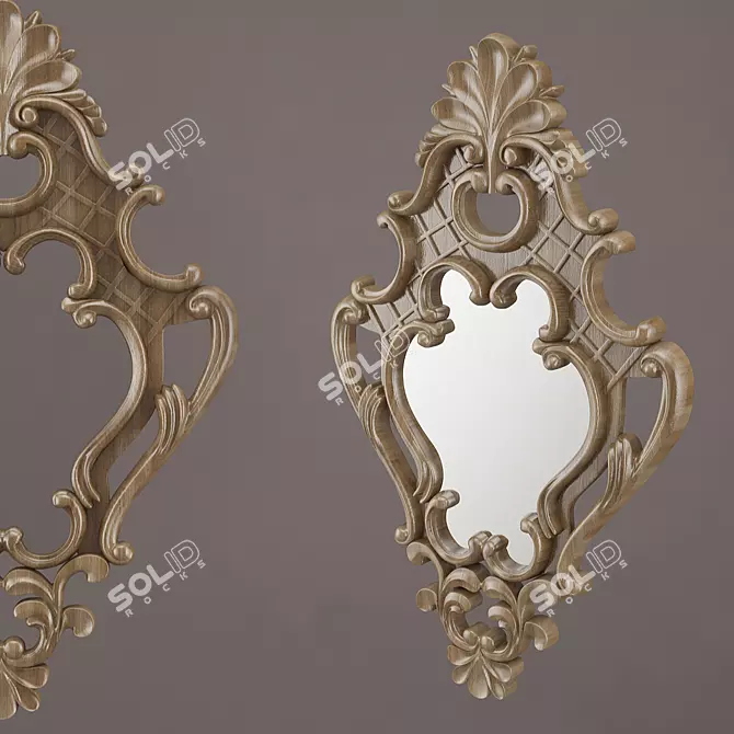 Rustic Wood Mirror Frame 3D model image 1