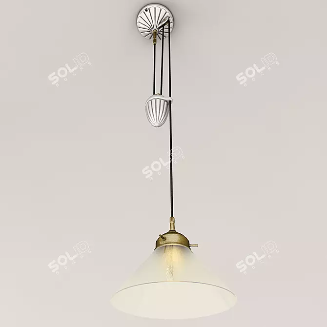 Antique Berliner Brass Pendant: Rise & Fall 3D model image 1
