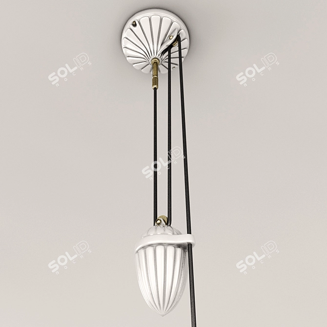 Antique Berliner Brass Pendant: Rise & Fall 3D model image 2