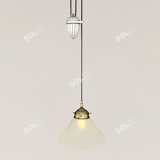 Antique Berliner Brass Pendant: Rise & Fall 3D model image 3